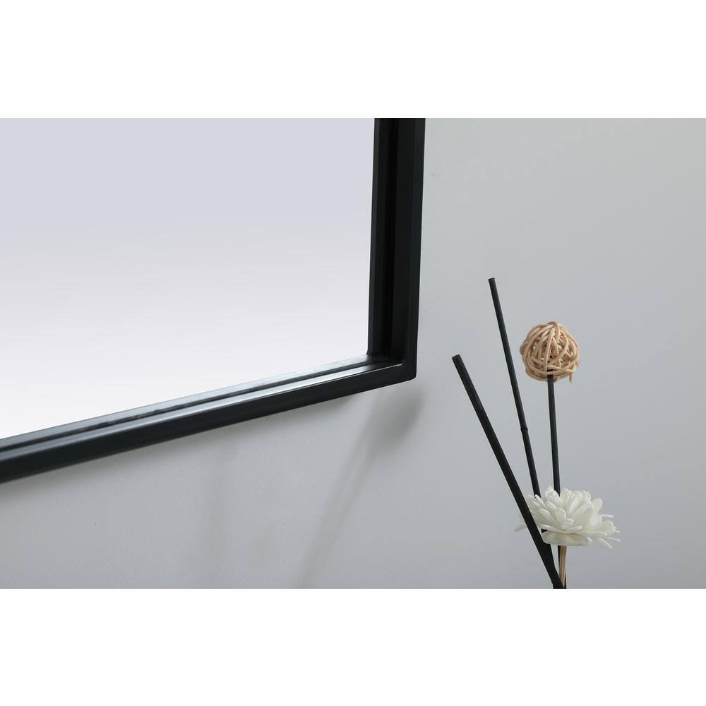 Back. Elegant Decor - Metal Frame Arch Mirror 27x30 Inch in Black - Black.