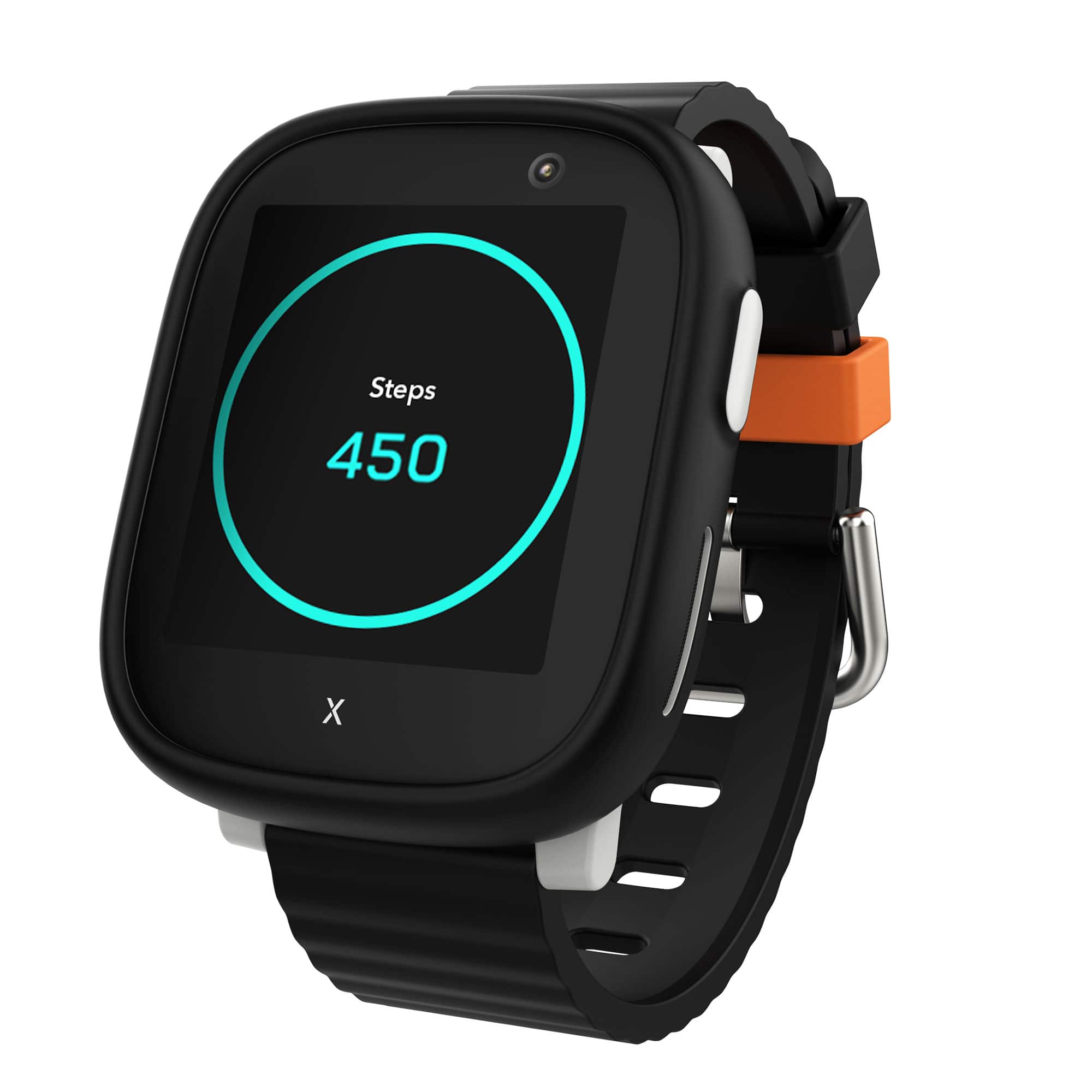 Left. Xplora - Kids' X6Play (GPS + Cellular) Smart Watch 42mm Calls, Messages, SOS, GPS Tracker, Camera, Step Counter, SIM Card - Black.