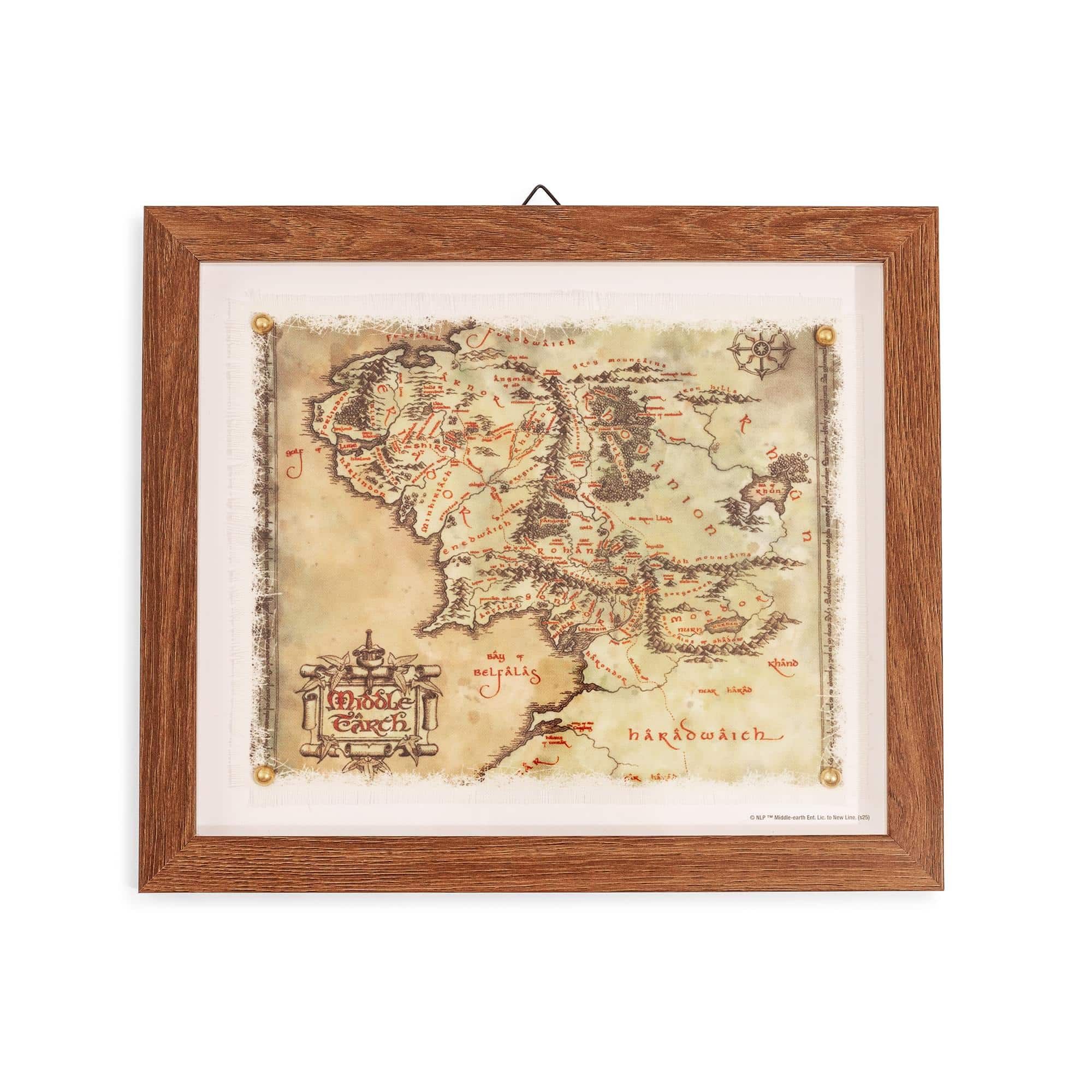 Silver Buffalo - The Lord Of The Rings Middle-Earth Map Framed Canvas Wall Art | 14 x 12 Inches - Multi-Colored