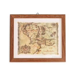 Silver Buffalo - The Lord Of The Rings Middle-Earth Map Framed Canvas Wall Art | 14 x 12 Inches - Multi-Colored