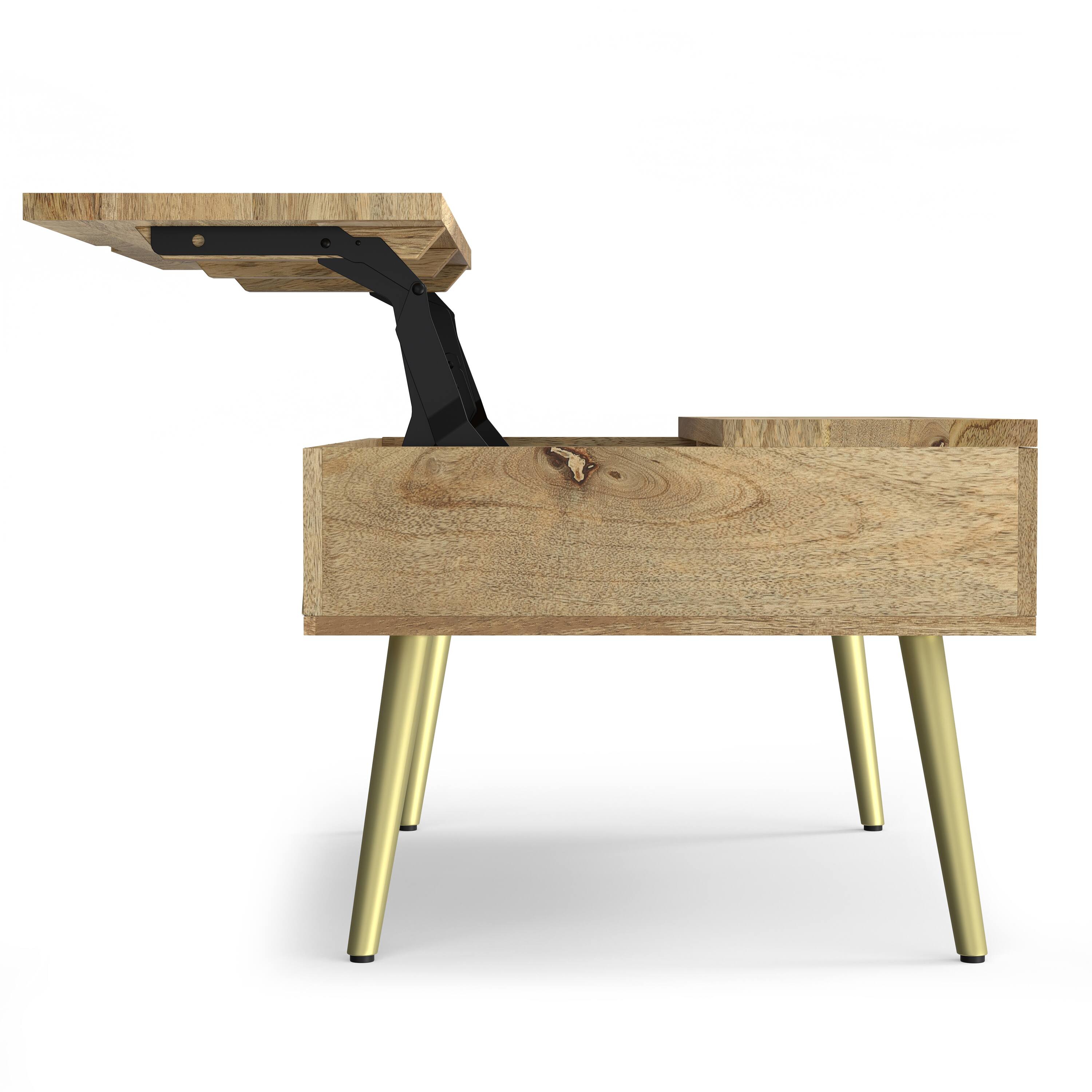 Alt View 5. Simpli Home - Jager SOLID MANGO WOOD 36 inch Wide Rectangle Contemporary Modern Lift Top Coffee Table in Natural - Natural.