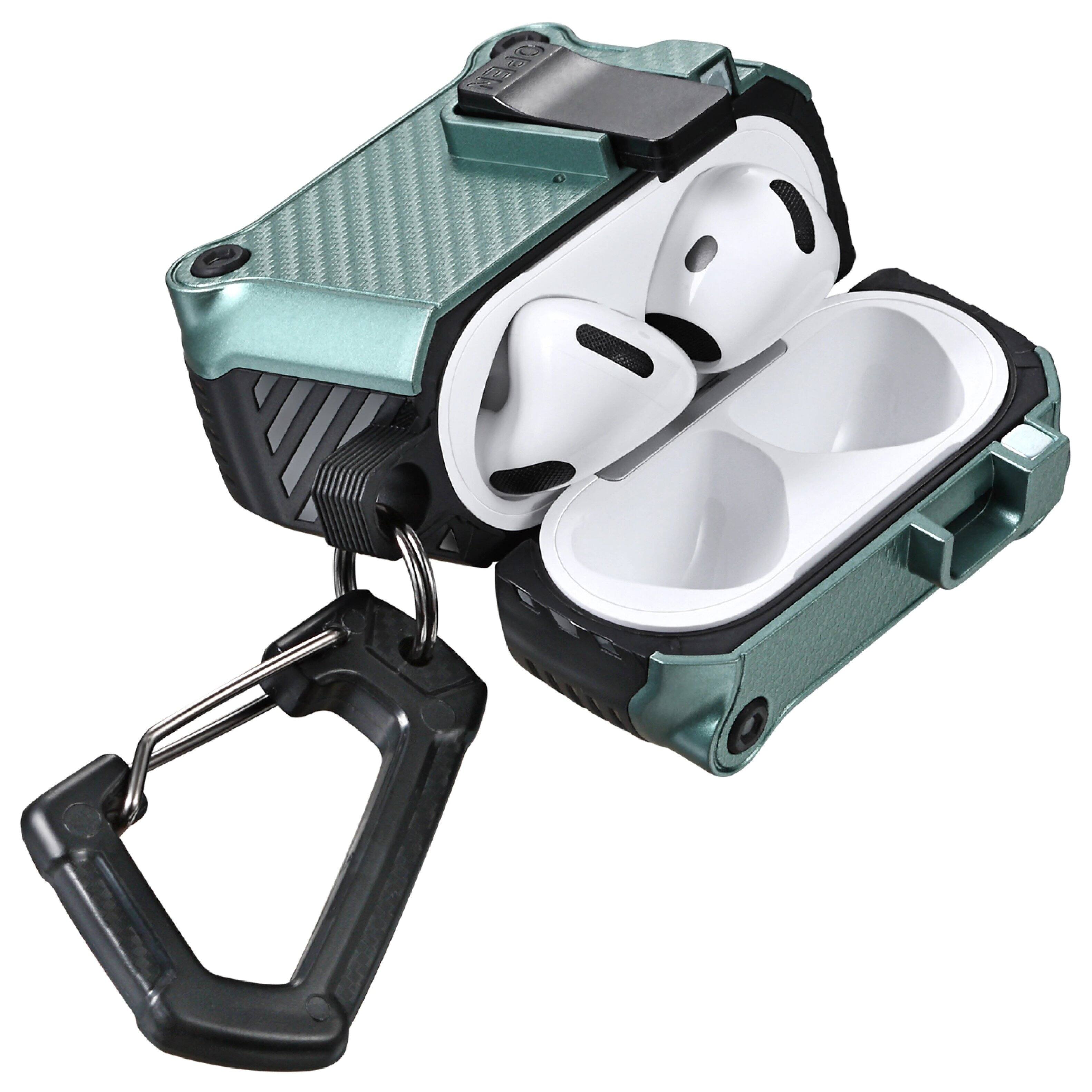 Alt View 2. Vena - Carbon Fiber Pattern Case for Apple AirPods 4 Case, Auto Open Lock Compatible with AirPods Gen 4 4th Generation, Green - Green.