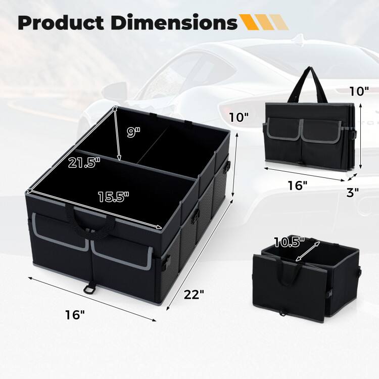 Mondawe 13 Gal Car Trunk Organizer with Removable Divider and 6