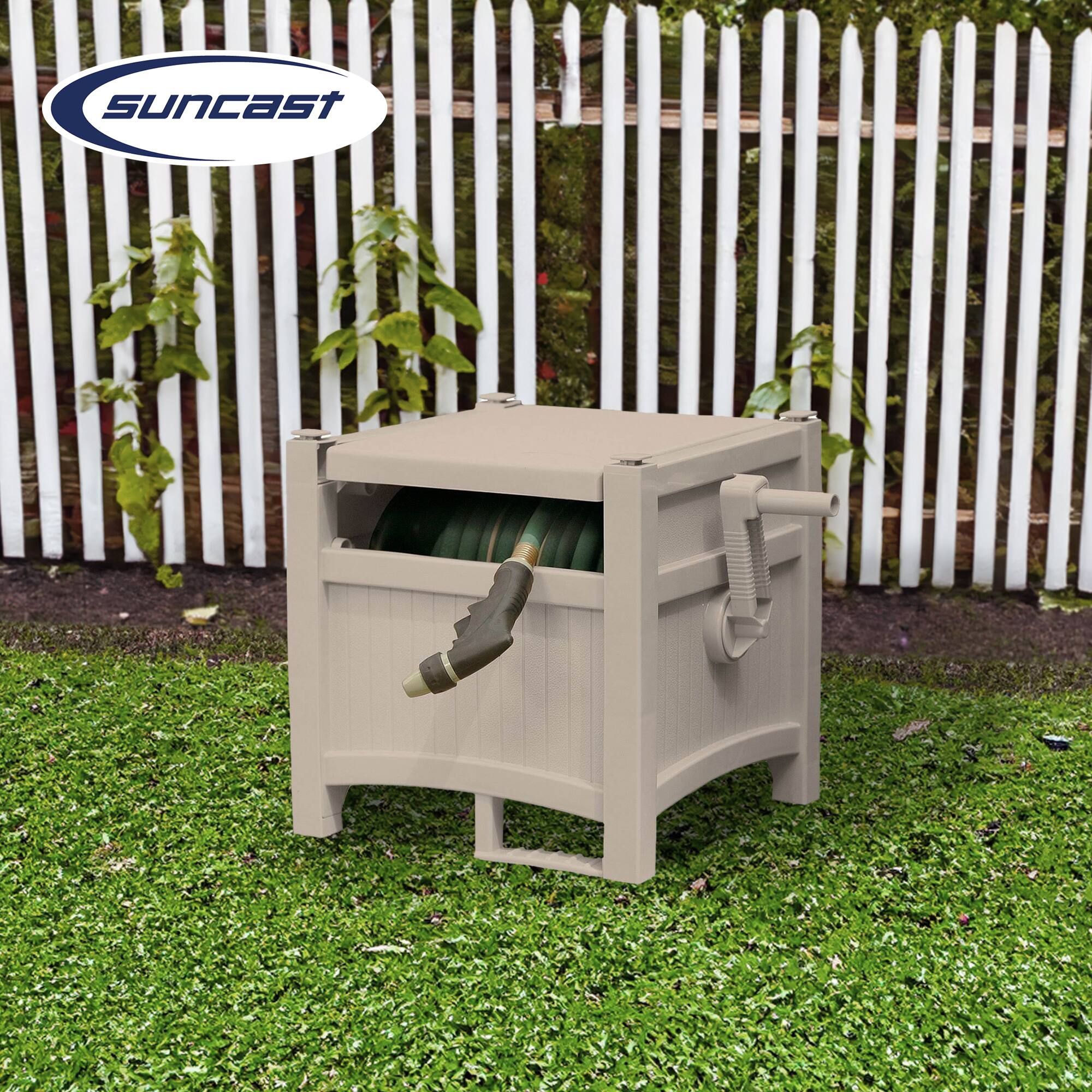 Alt View 2. Suncast - Suncast 100 Ft Capacity Stationary Resin 5/8" Garden Hose Reel Hideaway (2 Pack).