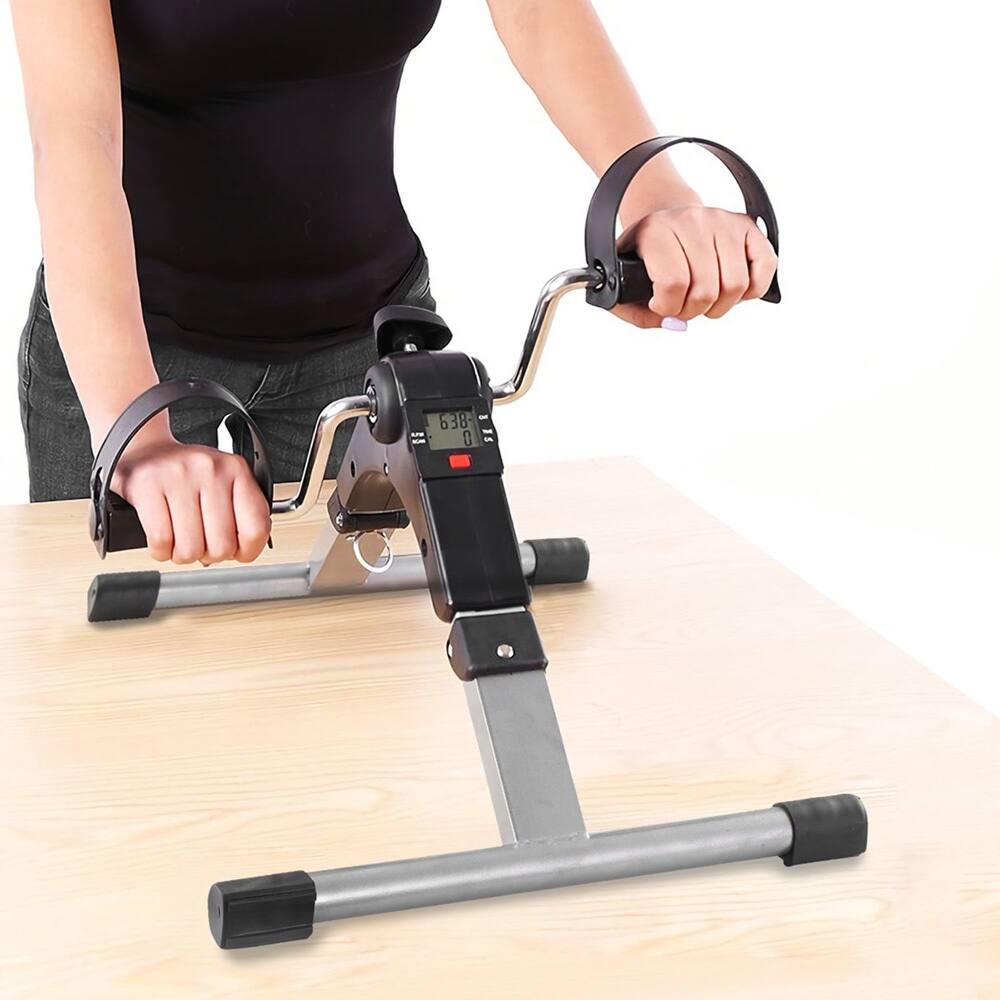 Alt View 7. Loheer - Loheer Pedal Exerciser Under Desk Exercise Bike Foldable Adjustable Resistance LCD Display - Black.