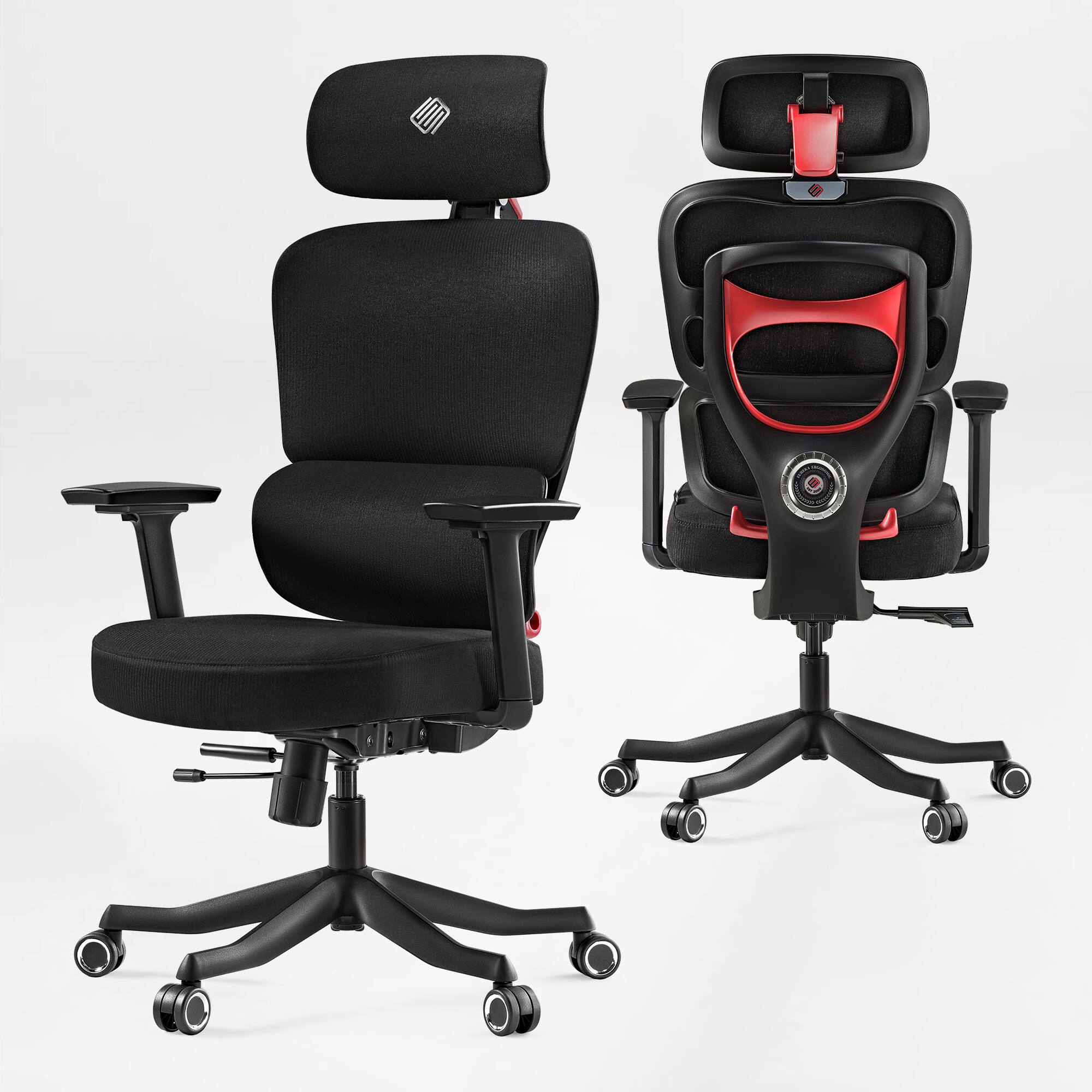 Back. Eureka Ergonomic - Ergonomic Gaming Chair with Adjustable Lumbar Support - Red.