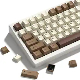 Womier - PBT Keycaps,Cherry Profile Double-Shot Keycap for 60% 65% 75% 100% TKL US Layout Mechanical Keyboard - Coffee