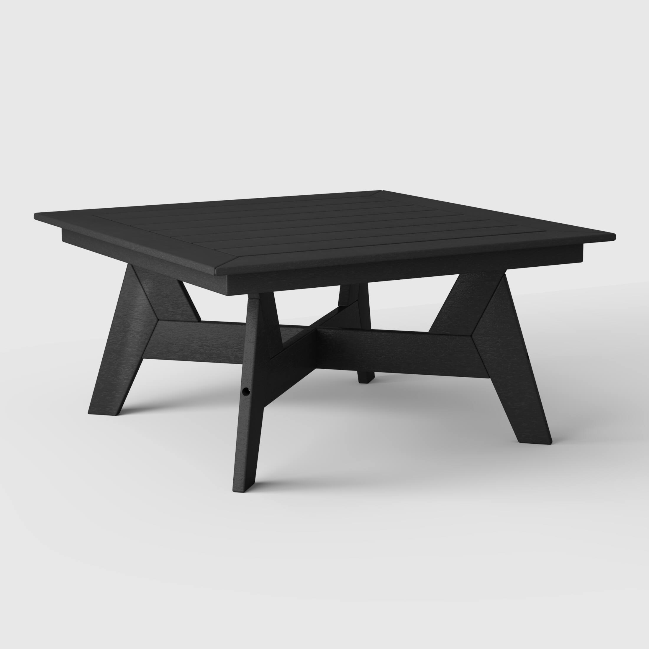 Left. WestinTrends - WestinTrends Avalon Modern Low Outdoor Patio Square HDPE Coffee Table - Black.