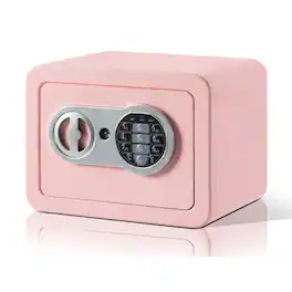 Locksworth - 0.25 Cubic Feet Electronic Digital Safe Box, Steel Money Safe Box for Home with Fireproof Money Bag for Cash - Pink
