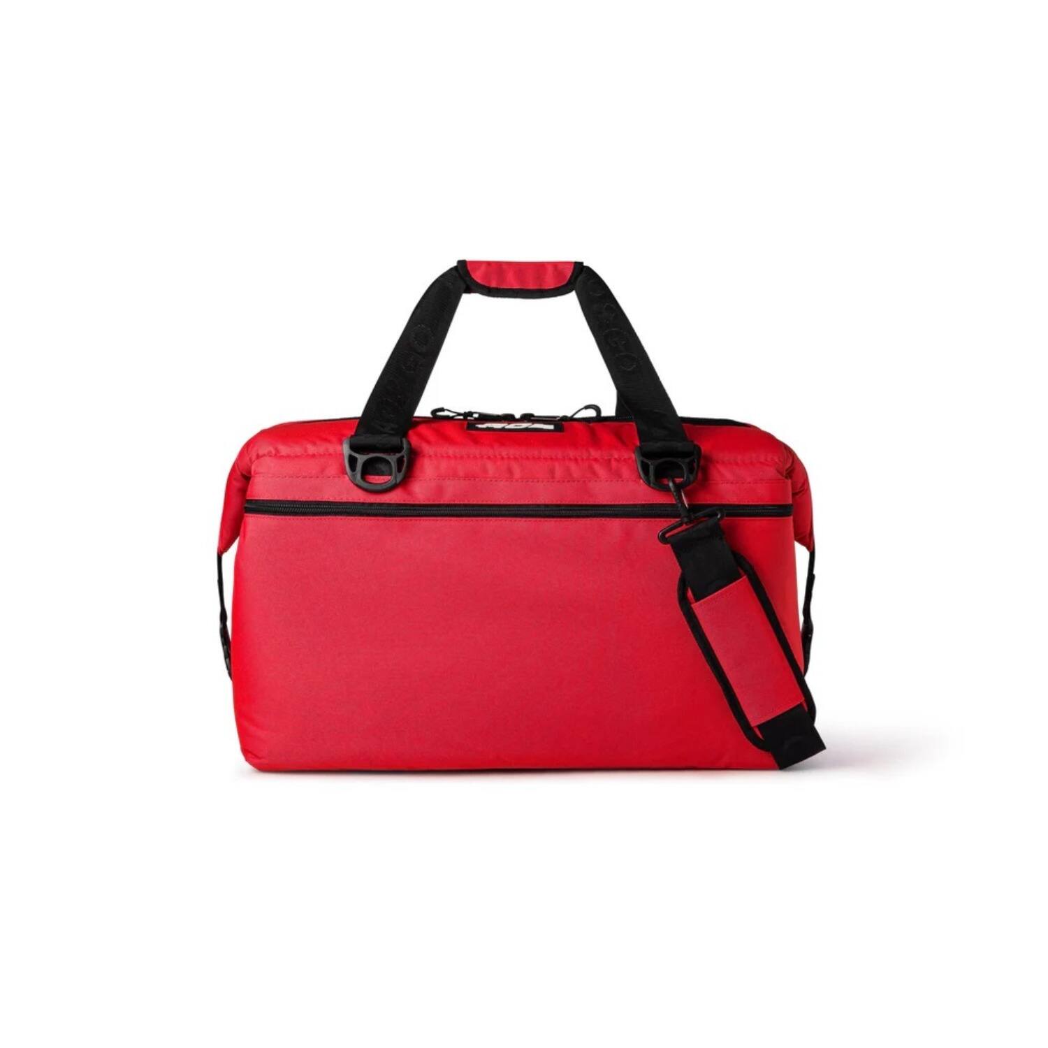 Angle. AO Coolers - AO Coolers Original Canvas Series 48-Pack Soft Cooler (Red) - Red.