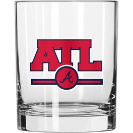 Logo Brands - Atlanta Braves Letterman 14oz. Rocks Glass - Multicolor