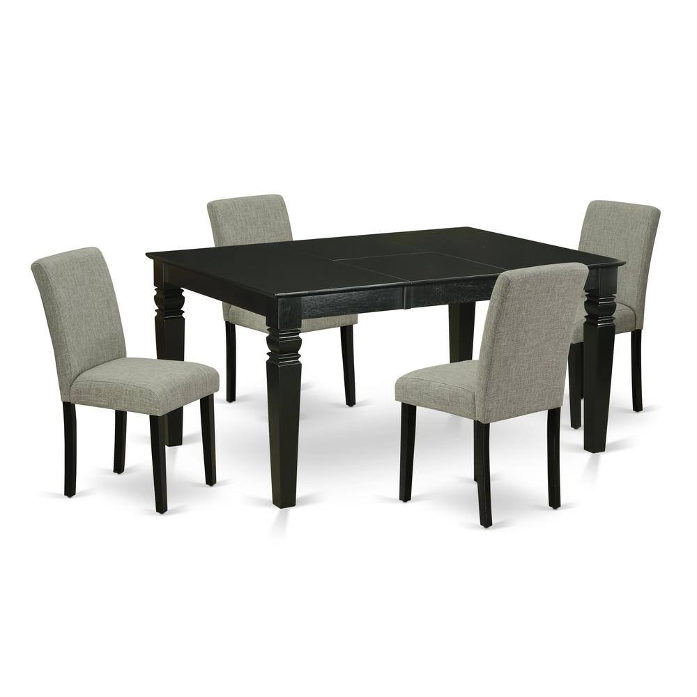 Back. East West Furniture - Dining Room Set Black - Brown.