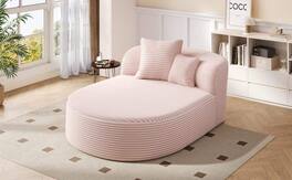 Roomtec - Modern Chaise Lounge Sofa Boneless Couch 51.6 inch Sofa Bed Compression Sofa Couch with Two Supportive Pillows for - Pink