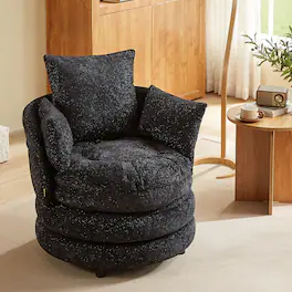Pinmoco - Modern Swivel Accent Chair, 360 Hamburger Reading Chair, Single Sofa Armchair for Living Room, Bedroom - Starry Black