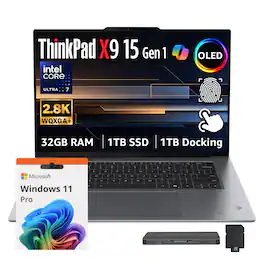 Lenovo - ThinkPad X9 15 Aura Edition 15.3" Touch Laptop,Core Ultra 7 268V,32GB RAM,1TB SSD+1TB Dock Set,Backlit,Win11 Pro - Gray