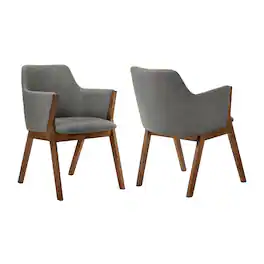 Armen Living - Renzo Fabric and Walnut Wood Dining Side Chairs - Set of 2 - Charcoal