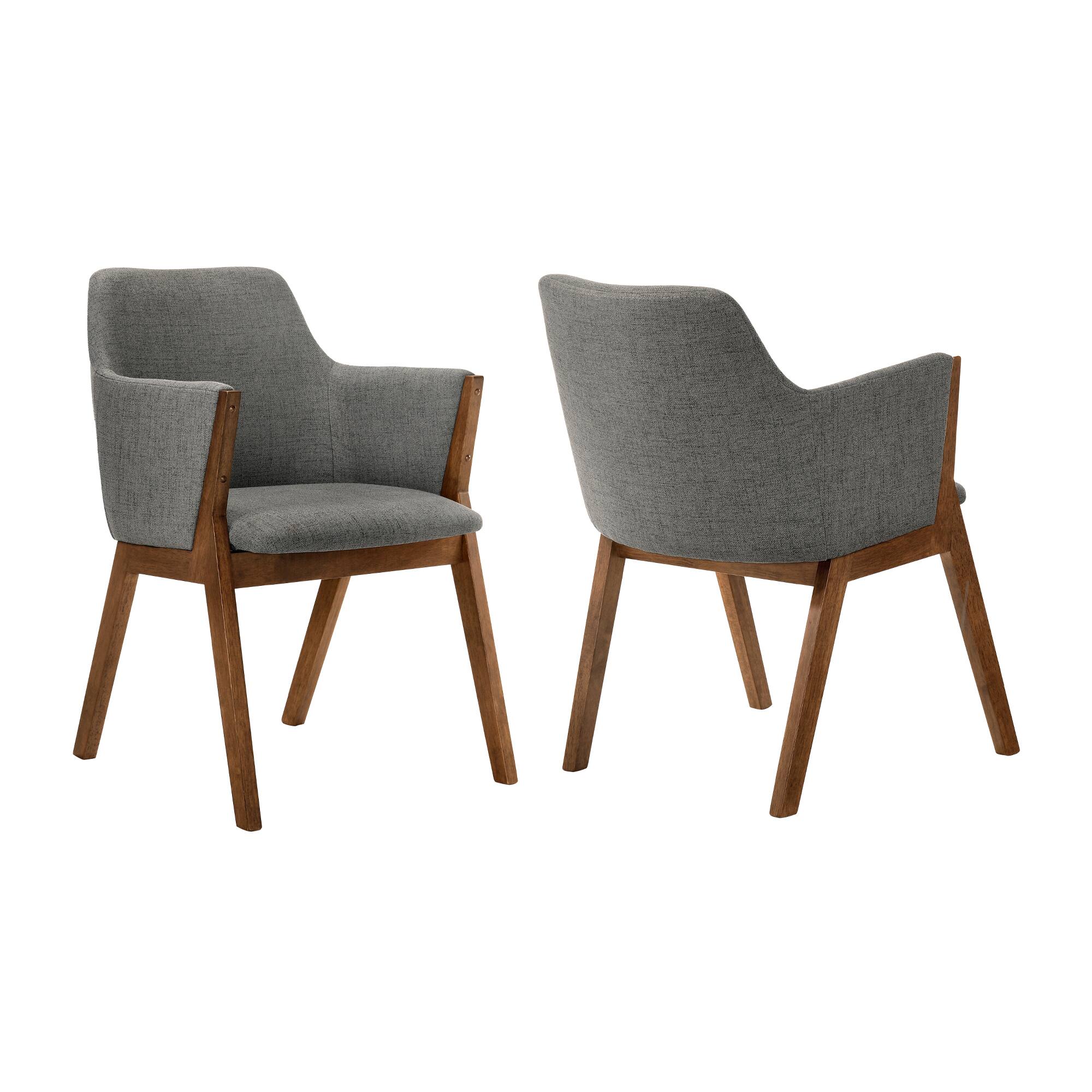 Armen Living - Renzo Fabric and Walnut Wood Dining Side Chairs - Set of 2 - Charcoal