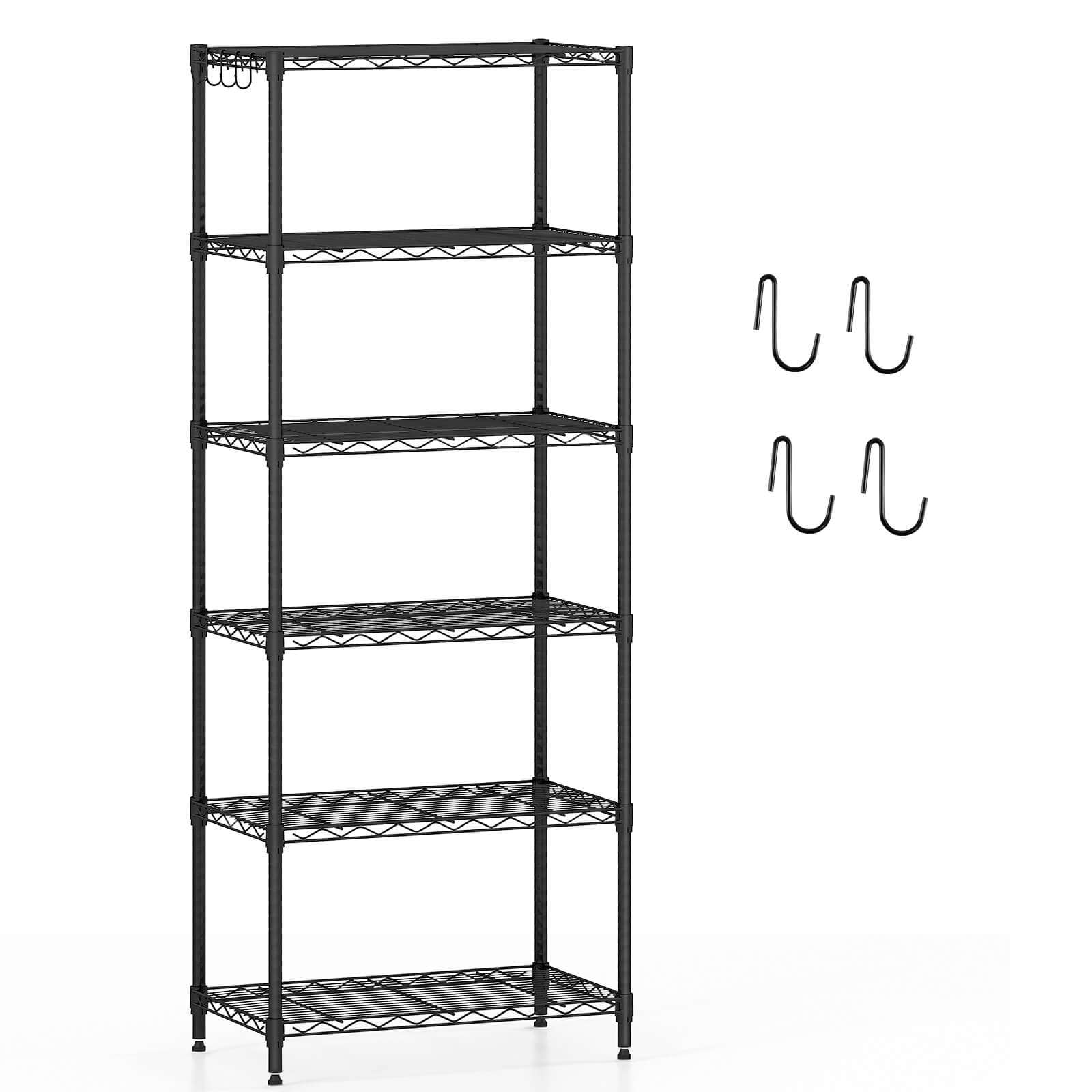 Alt View 9. Costway - Costway 6-Tier Metal Storage Shelving Unit 900 LBS Storage Organizer with V-Shaped Rack - Black.