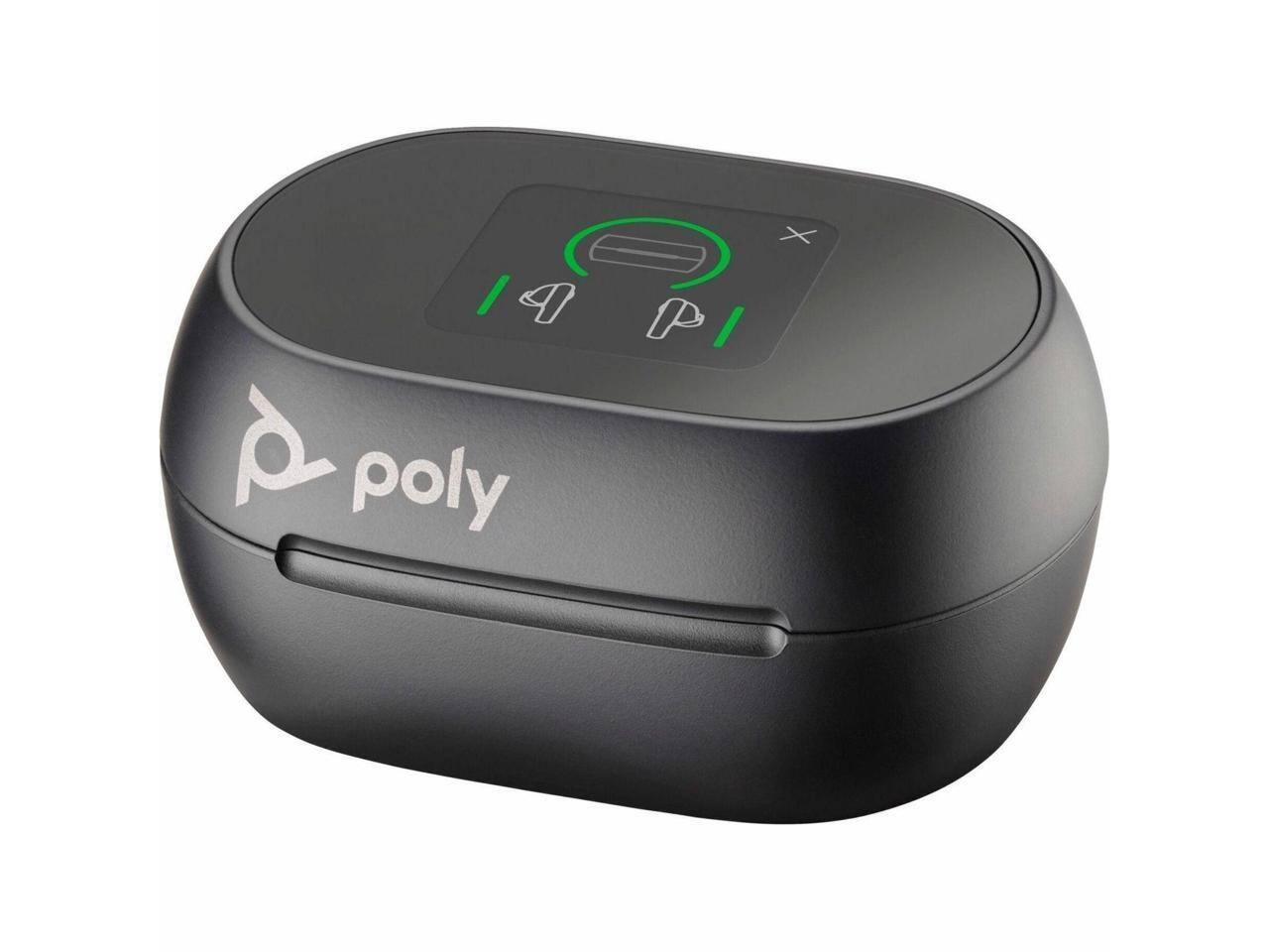 Alt View 1. HP - Poly Voyager Free 60+ UC M Carbon Black Earbuds +BT700 USB-C Adapter +Touchscreen Charge Case (7Y8H0AA) - Black.