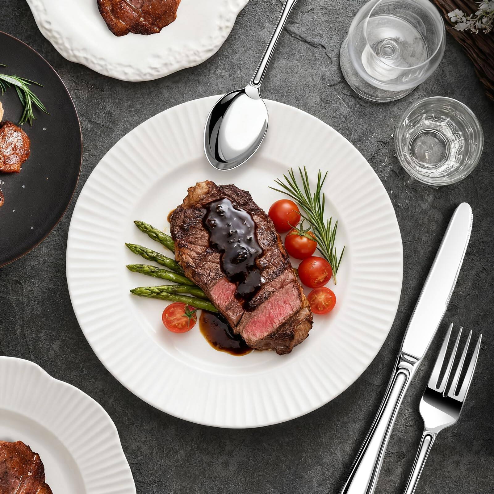 Alt View 2. Dazzed Corner - 40-Piece Stainless Steel Silverware Set for 8, Heavy Duty Cutlery with Wide Handles - NY61VBY.