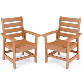 FODINGHILL - 2-Piece Outdoor dining Chair, Premium HDPE Patio Chair with Armrests, All-Weather Comfort for Backyard, Deck & Poolside - Teak