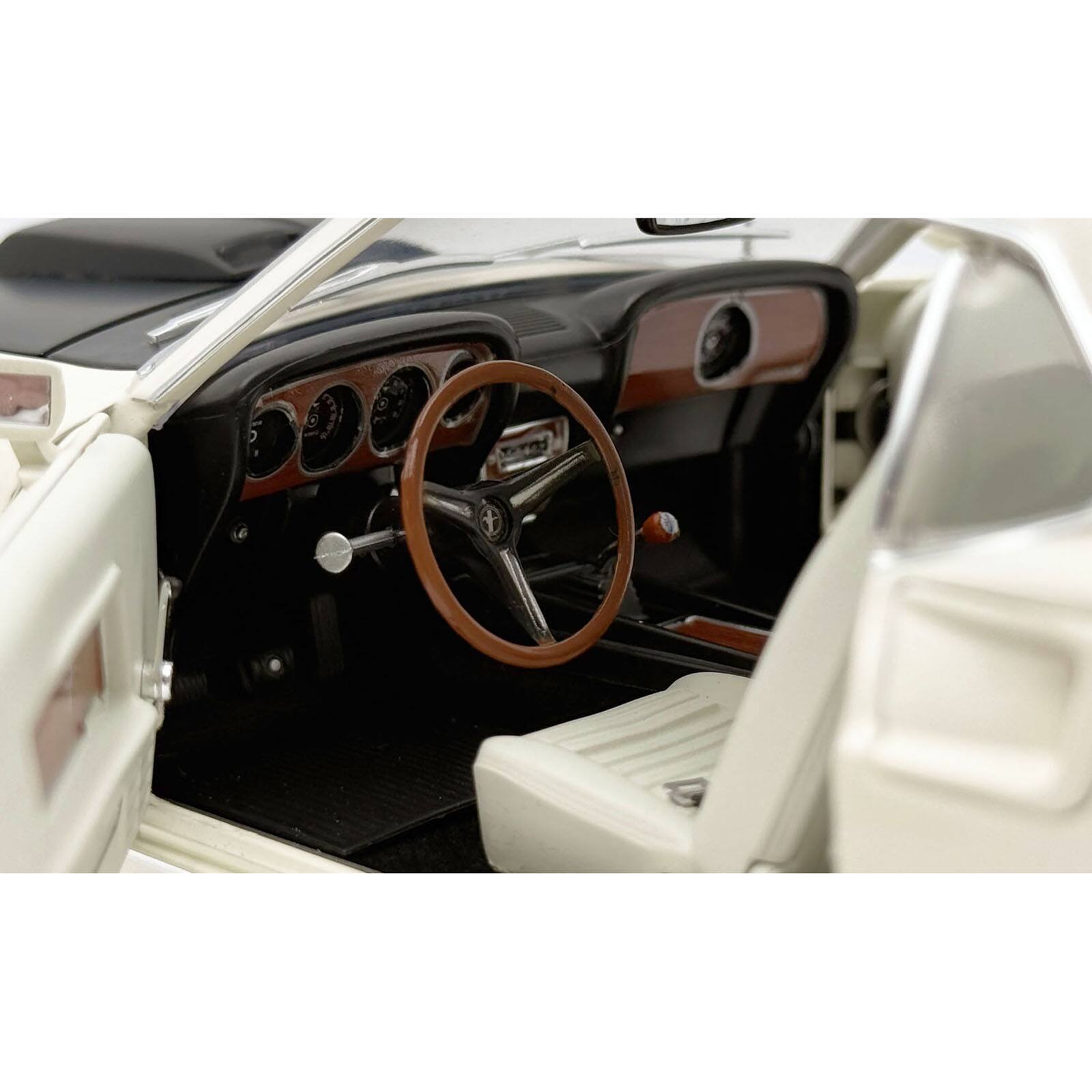 Alt View 2. ACME - 1969 Ford Mustang BOSS 429 "KK1201 Prototype - Unrestored Barn Find" White with Black Hood 1/18 Model Car by ACME.