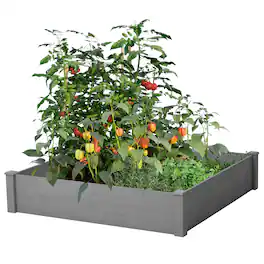 PAIHOME - 48x48x10 Inch Raised Garden Bed, Outdoor Wooden Planter Box for Vegetables/Flowers/Herbs, Easy Gardening - Gray