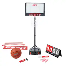 ESPN - Basketball Arena Experience, Portable Outdoor Basketball Hoop - Black
