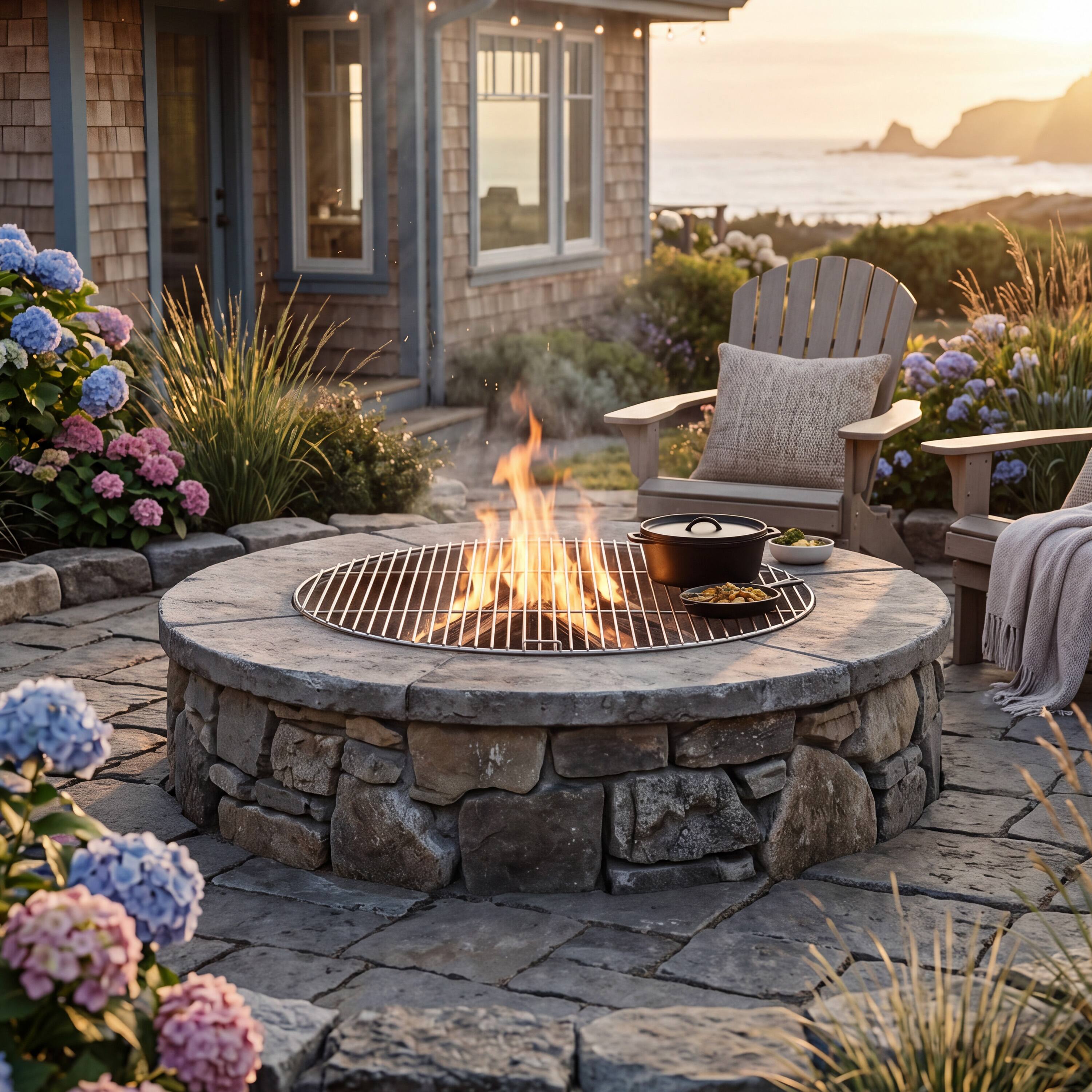 Alt View 9. Sunnydaze - Stainless Steel Foldable Round Fire Pit Cooking Grate - Silver.
