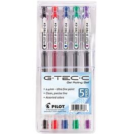 Pilot - G-Tec-C Gel Pens, Ultra Fine Point, Ink, 5/Pack (35480) - Assorted