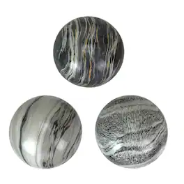 Things2Die4 - Decorative Orb Set of 3 Grey Marbled Ceramic Spheres 4 in Tabletop Decor - Gray