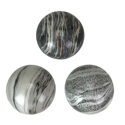 Front. Things2Die4 - Decorative Orb Set of 3 Grey Marbled Ceramic Spheres 4 in Tabletop Decor - Grey.