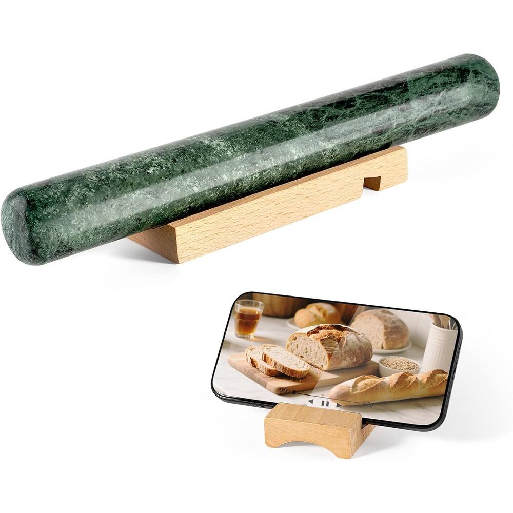 Front. PARKER SLATER - Marble French Rolling Pin – 12" Non-Stick, Heavy Duty, Indian Green for Baking.