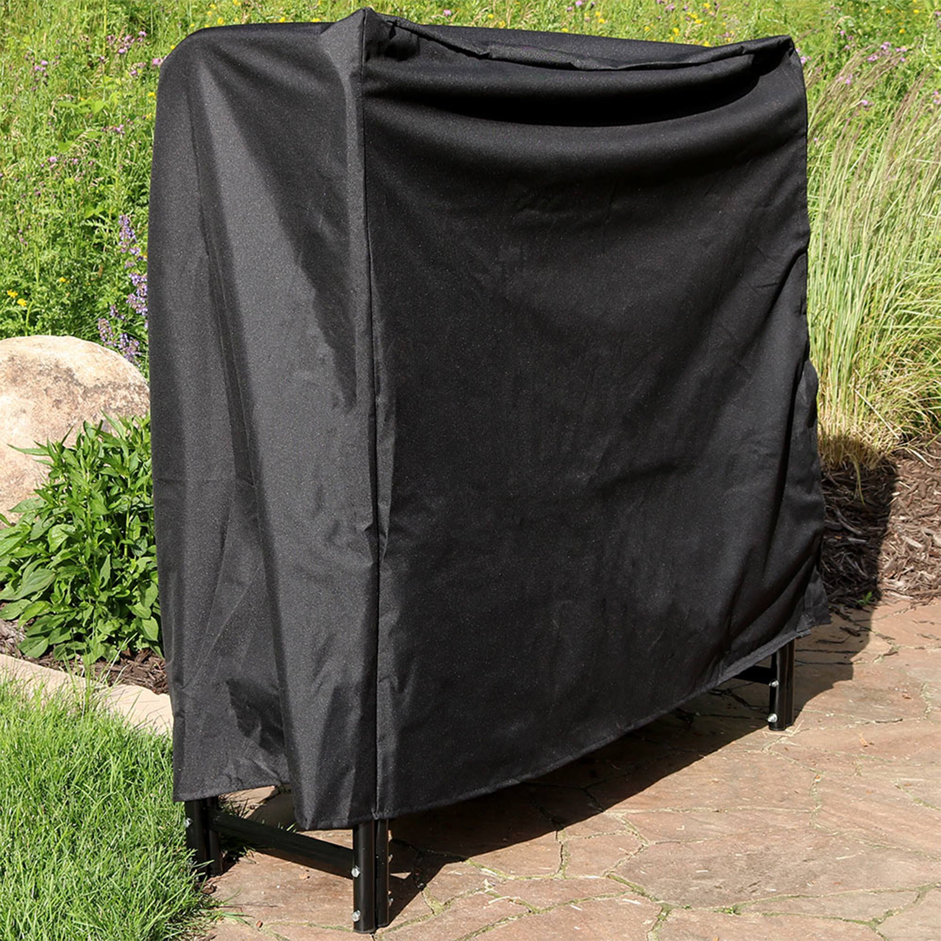 Alt View 4. Sunnydaze - 4 ft Heavy-Duty Polyester Firewood Log Rack Cover - Black.