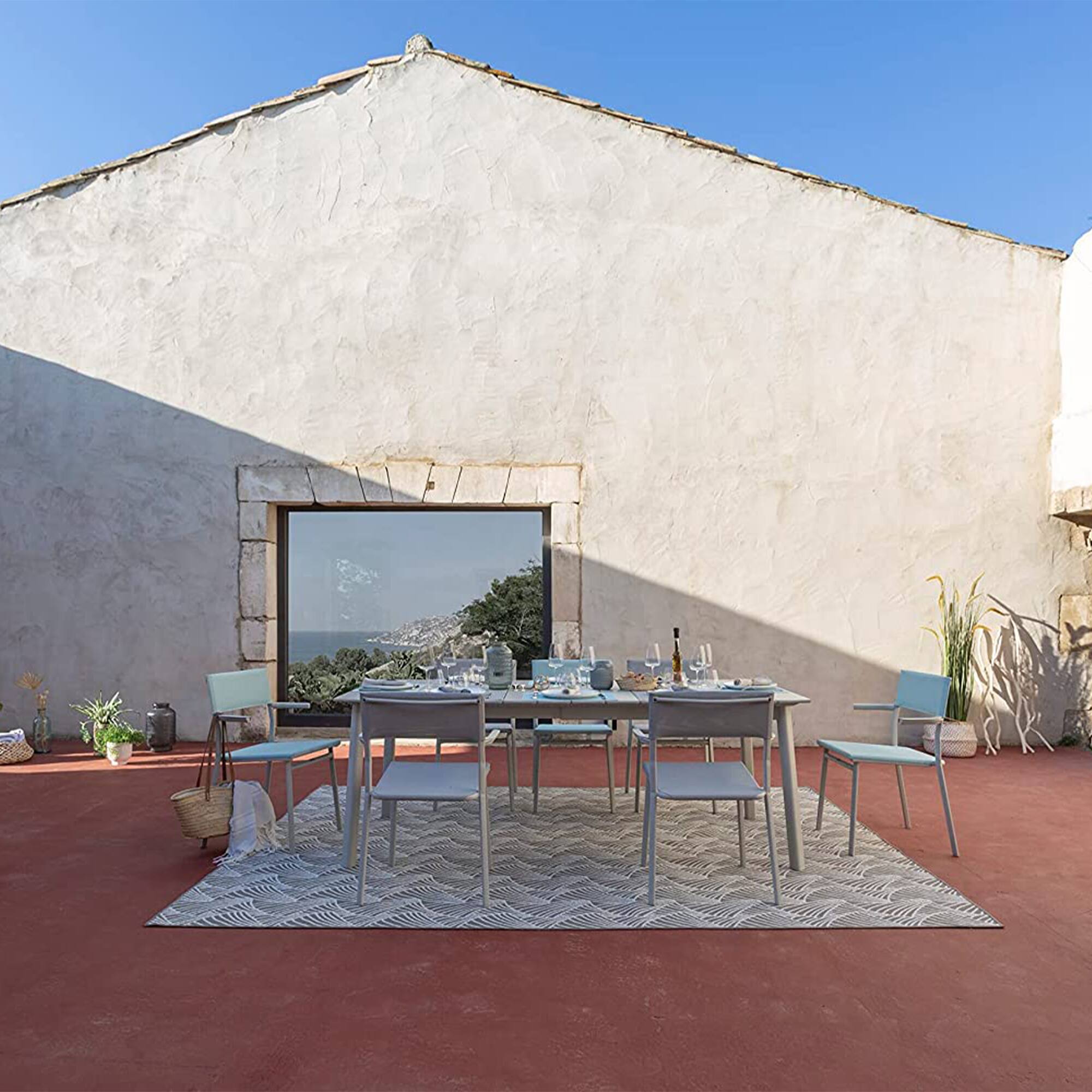 Alt View 7. Lafuma - Lafuma Batyline Duo ORON Outdoor Dining Armchair, Titanium/Pebble (Set of 2) - Titane Frame - Galet, Set of 2.