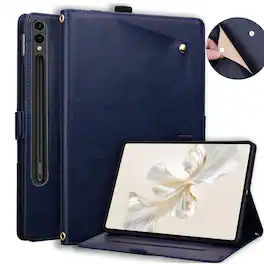 Dteck - Case For Samsung Galaxy Tab S11 Ultra 2025 14.6-inch Business Premium Leather Folio Adjustable Stand Card Slots Cover - Blue
