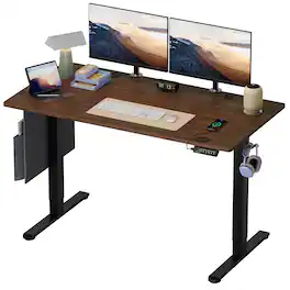 Bestier - Ergonomic Adjustable Standing Desk with USB Port - 55" wide - Brown