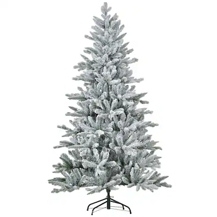Front. BreeBe - 6ft Snow Flocked Artificial Christmas Tree with 994 Tips - Green.