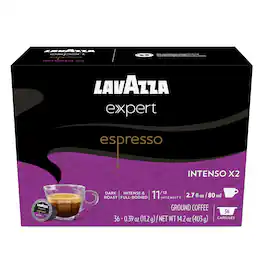 Expert Espresso Intenso Double Shot Capsules, Dark Roast, Compatible with Lavazza Classy Machines (72 ct)