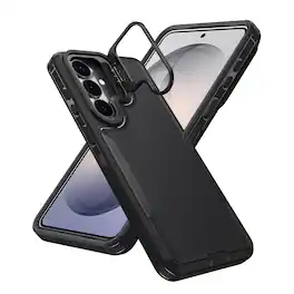 Dteck - For Samsung Galaxy A17 5G/A16 5G/A26 Rugged Case, Heavy Duty Dual Layer Shockproof Lens Kickstand Drop Protection Cover - Black