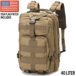 XGear Tactical - Large 40L Tactical Backpack Survival Bag - Khaki