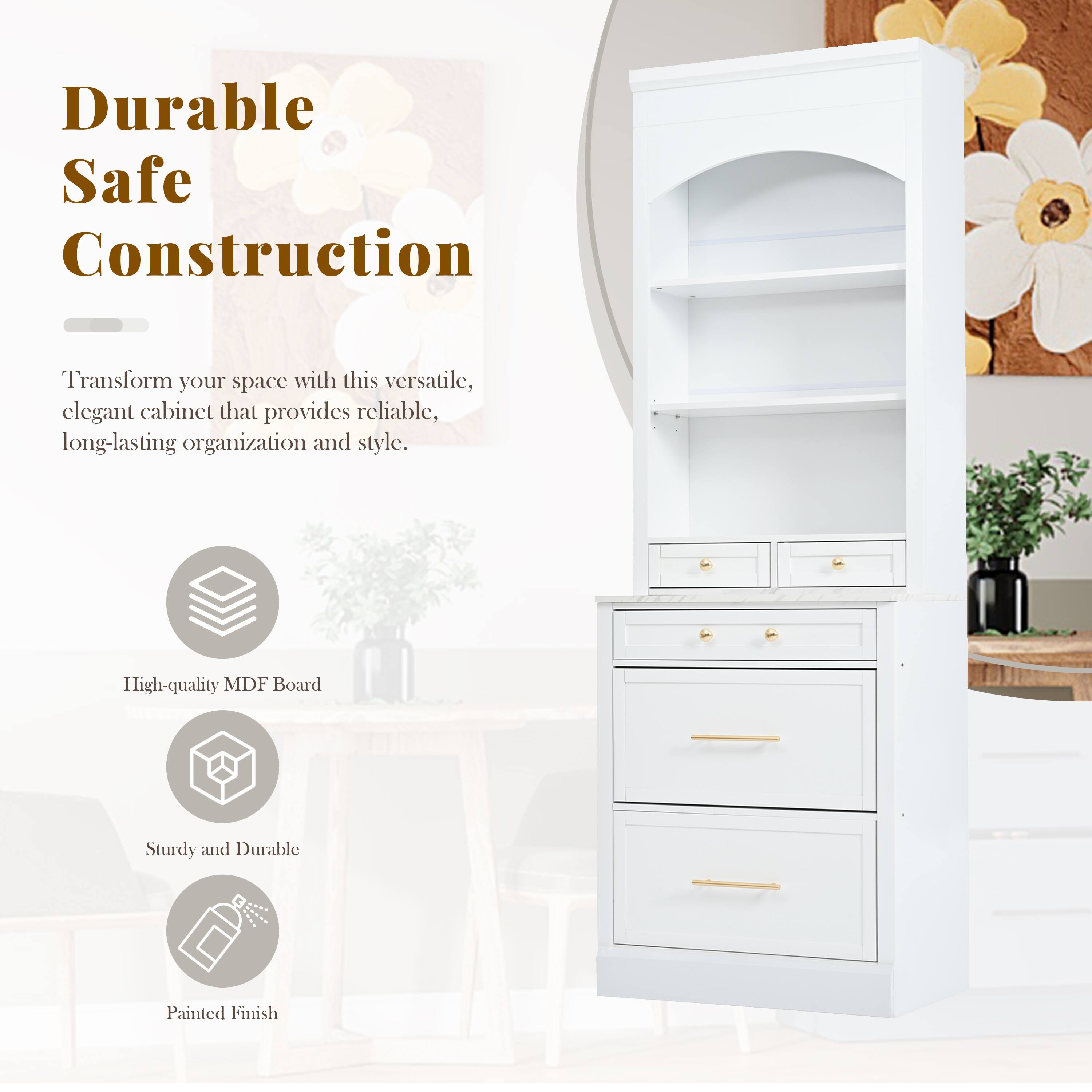 Durable Safe Construction

Transform your space with this versatile, elegant cabinet that provides reliable, long-lasting organization and style.

- High-quality MDF Board
- Sturdy and Durable
- Painted Finish