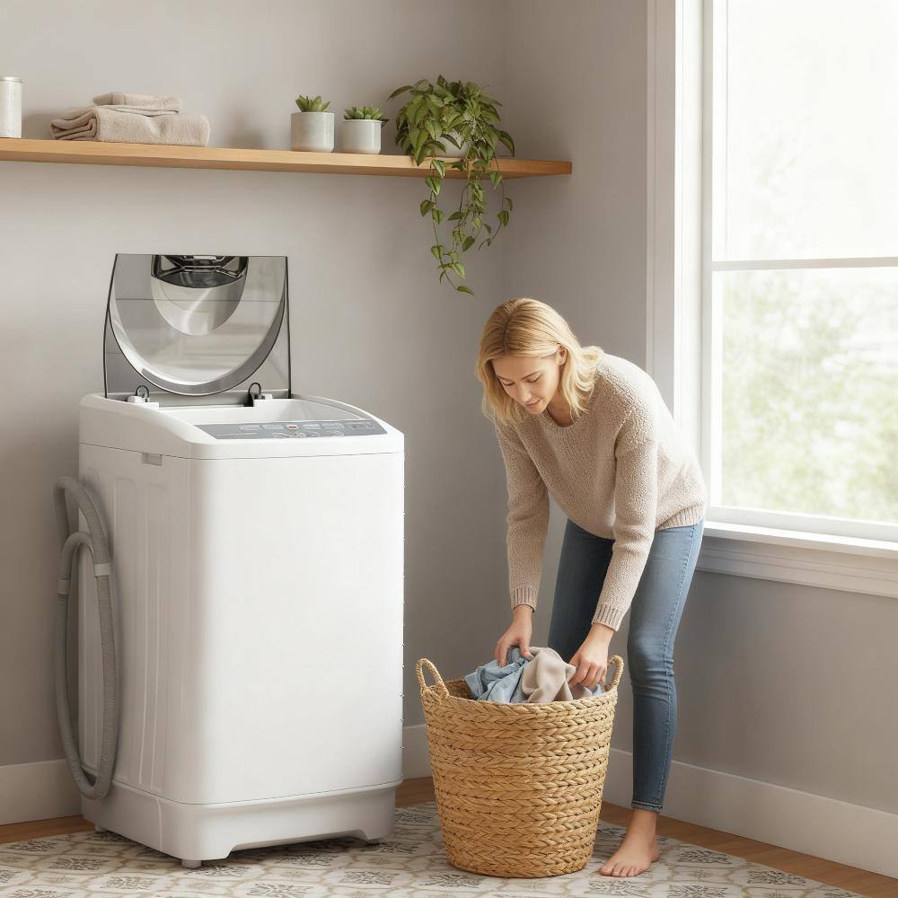 Front. TinyHomie - Compact Washer Portable Washing Machine Full Automatic Washer with 8 Programs and 6 Water Levels - Transparent Grey and White.