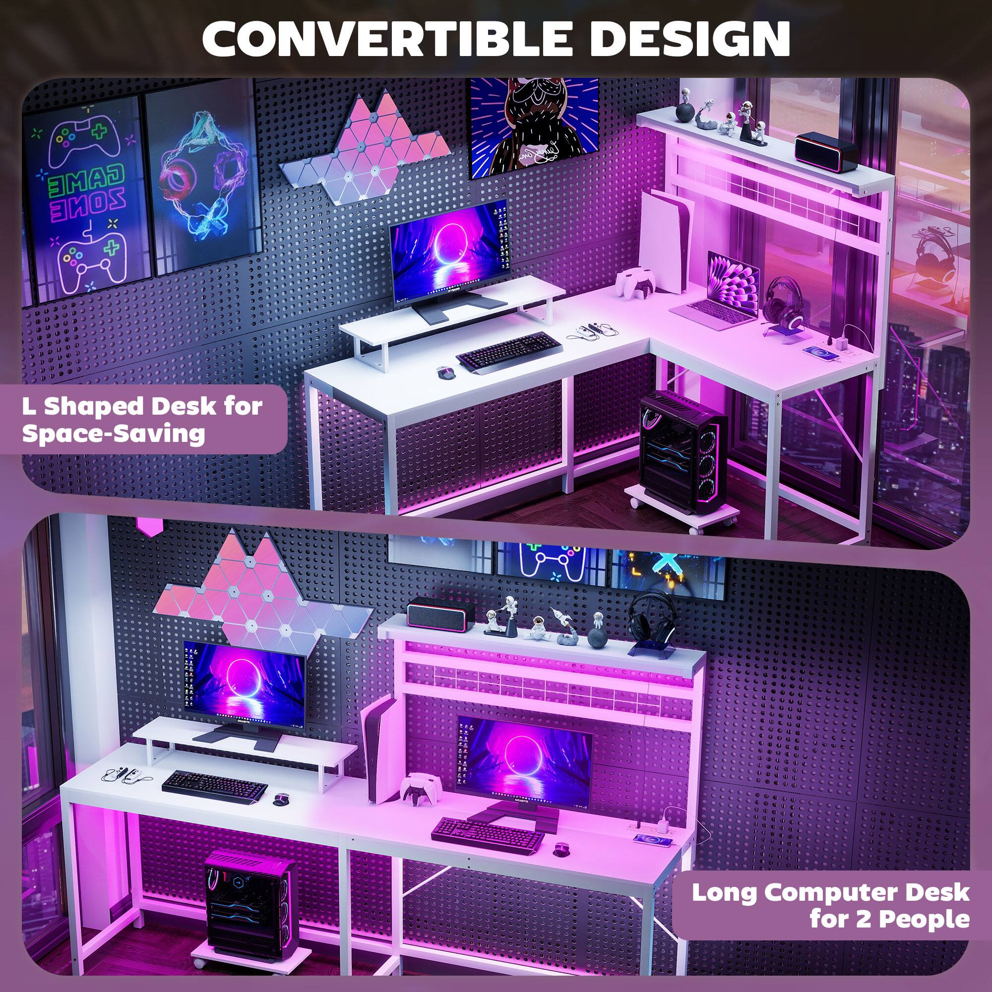 CONVERTIBLE DESIGN

L Shaped Desk for Space-Saving

Long Computer Desk for 2 People
