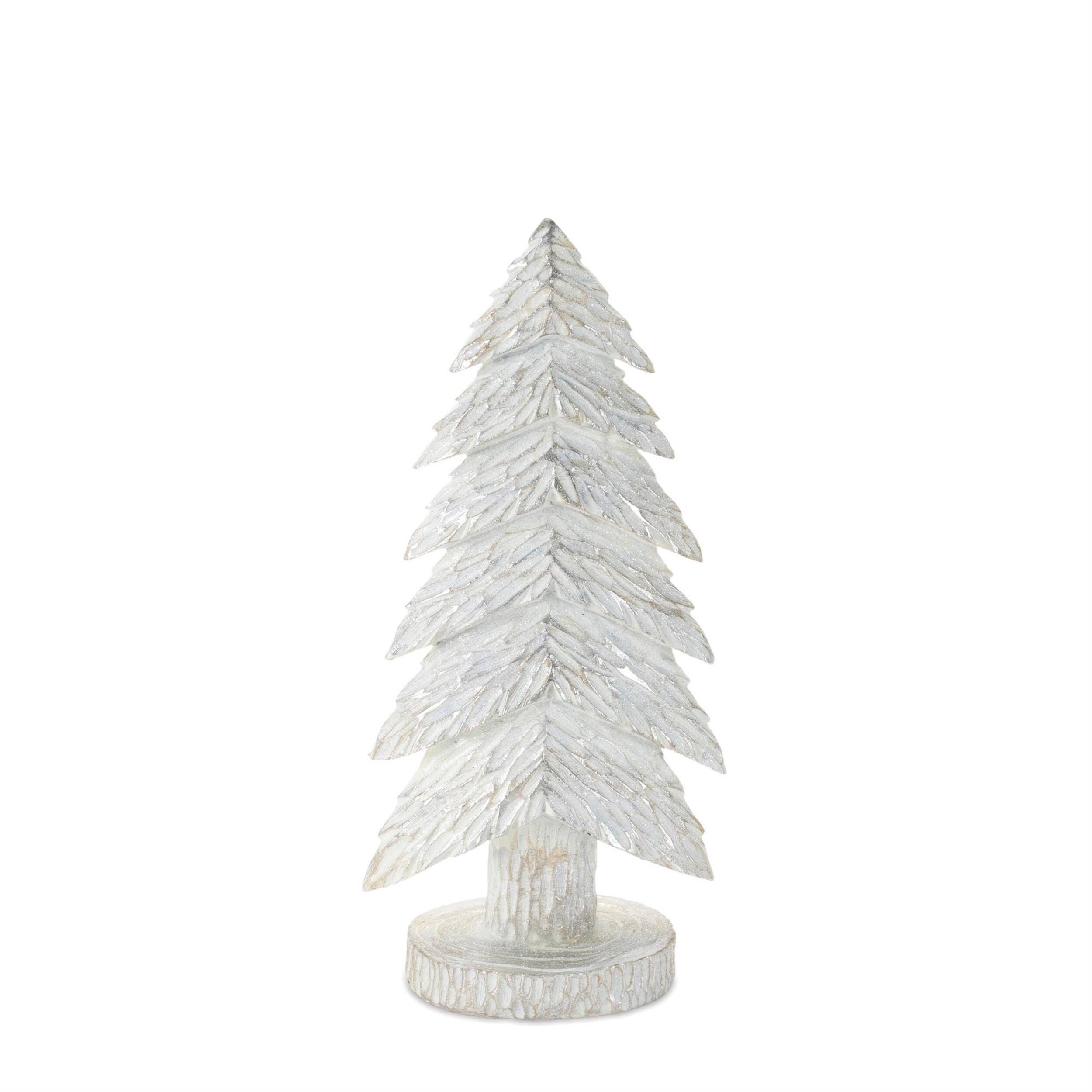 Left. BreeBe - White Christmas Tabletop Trees (Set of 2) - White.