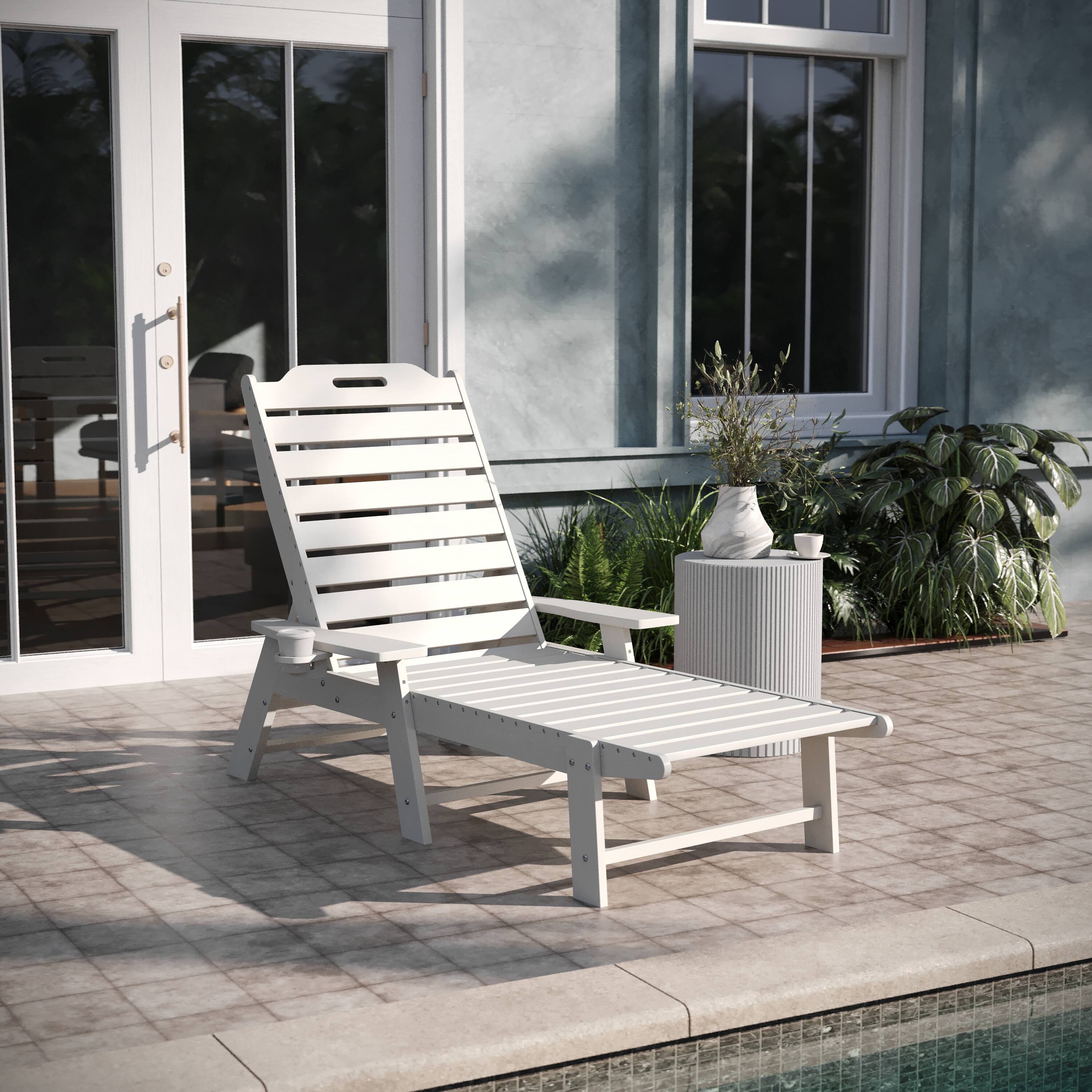 Alt View 1. Emma + Oliver - Ventura Poly Resin Adjustable Adirondack Lounger with Swivel Cup Holder for Indoor/Outdoor Use - White.