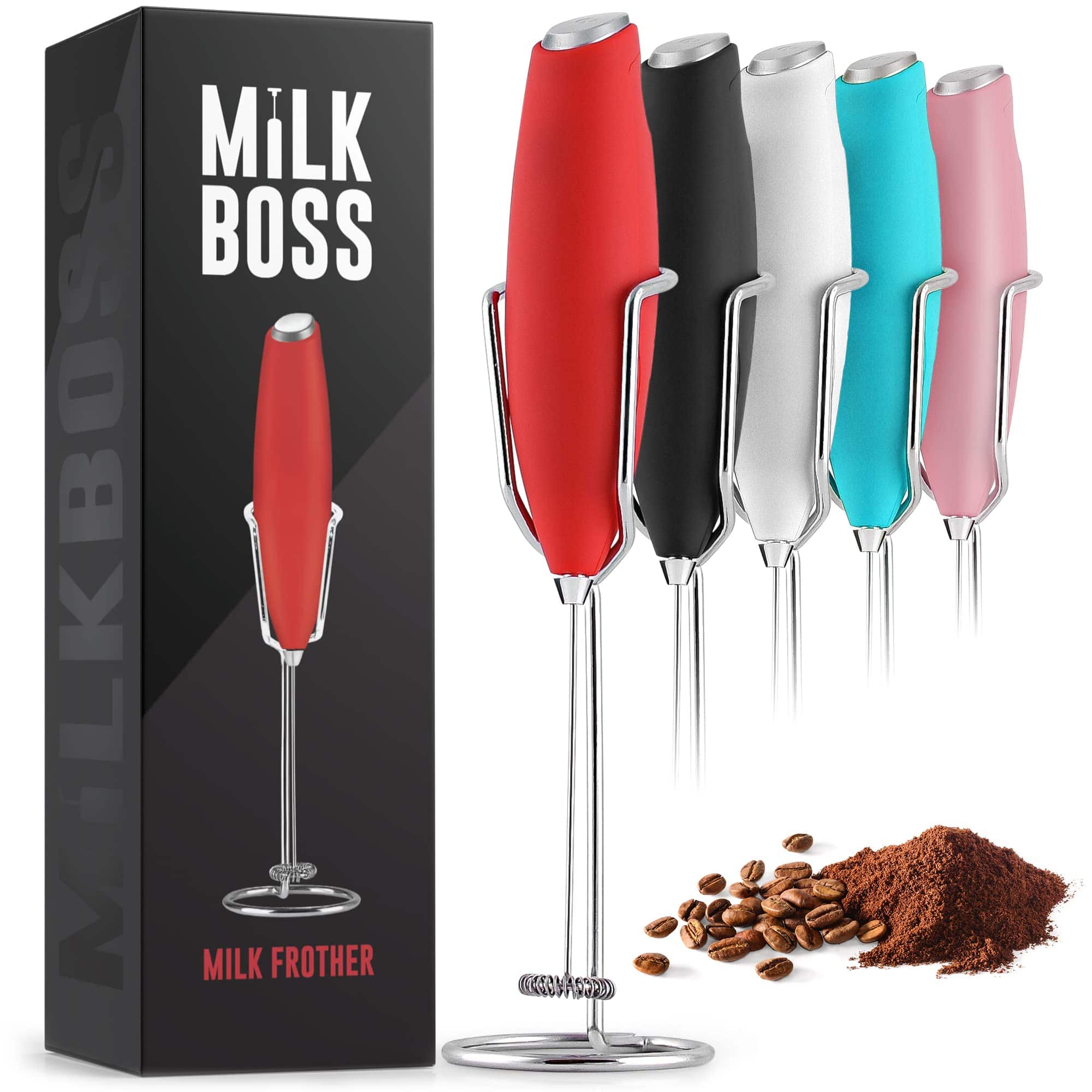 Zulay Kitchen - Powerful Milk Frother Handheld With Upgraded Holster Stand by Milk Boss - Red price history on PriceWatchPro