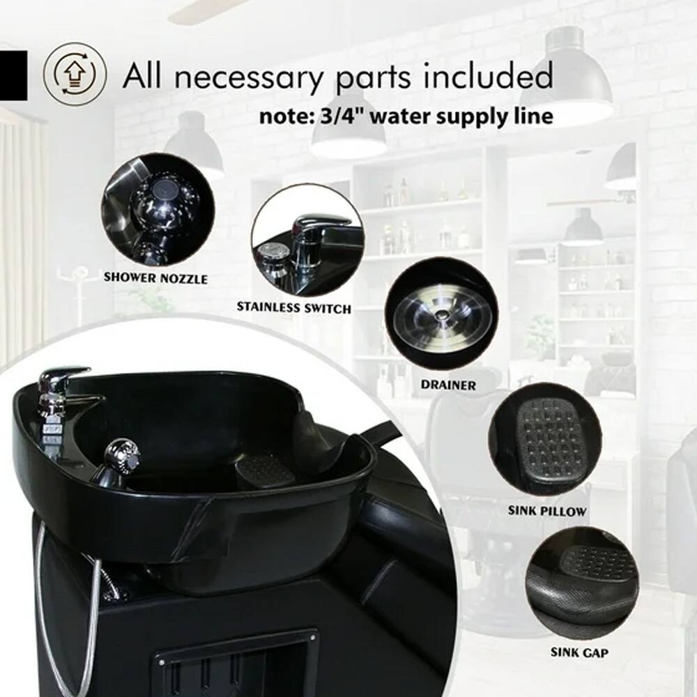 All necessary parts included  
note: 3/4" water supply line

- SHOWER NOZZLE
- STAINLESS SWITCH
- DRAINER
- SINK PILLOW
- SINK GAP