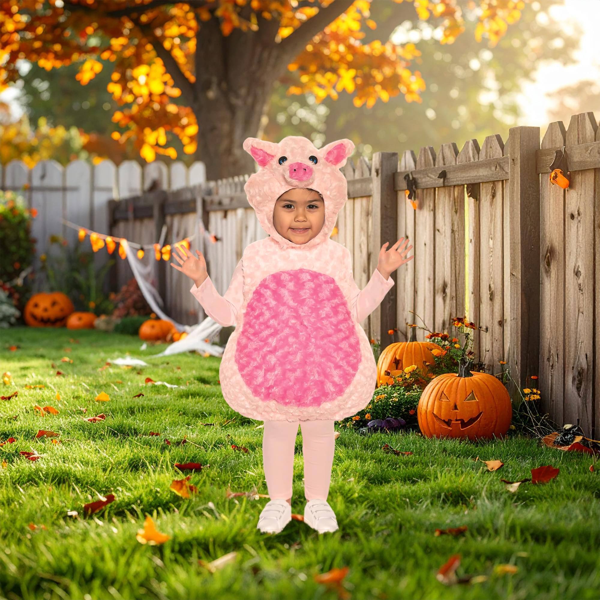 Alt View 2. Underwraps - Pink Pot Belly Pig Plush Baby Costume With Hood | Medium - Pink.