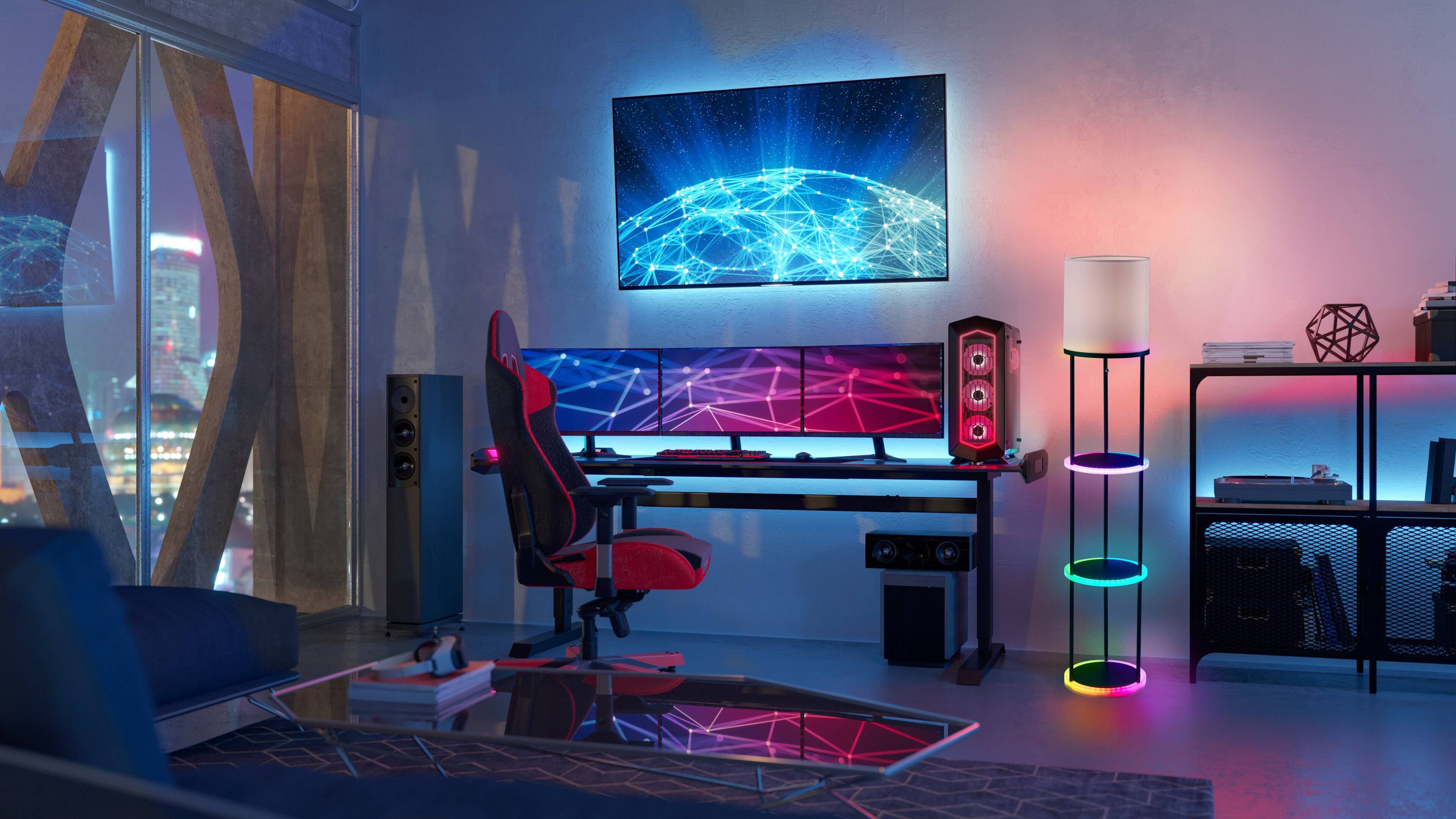 Alt View 2. Adesso Home - Keely RGB Color Changing Shelf Lamp.